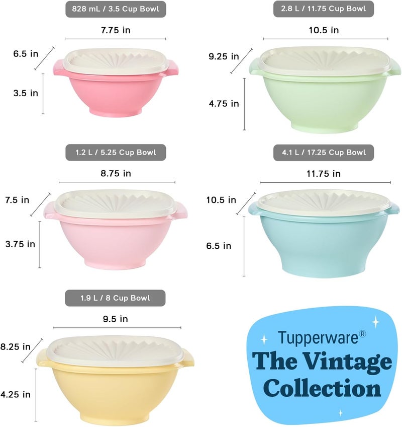 Tupperware Heritage Collection 36 Piece Food Storage Container Set in Vintage Colors- Dishwasher Safe & BPA Free - (18 containers + 18 lids) - Image 4